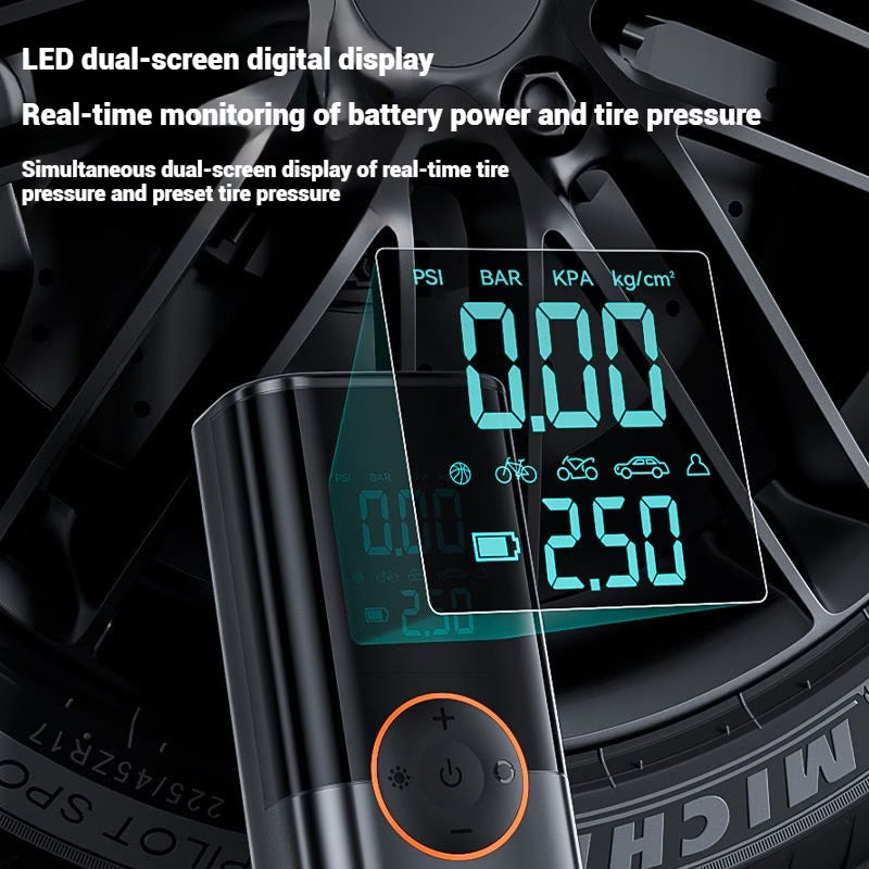 Kraftfull 9-i-1 luftkompressor med jumpstart