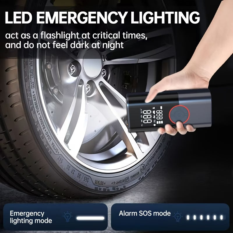 Kraftfull 9-i-1 luftkompressor med jumpstart