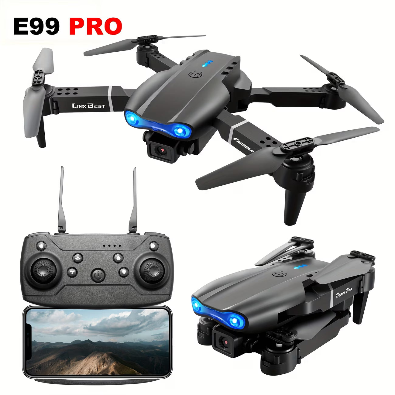 Lättviktsdrönare 92 g med dubbelkamera, 480P, GPS & RC – perfekt för nybörjare, barn & vuxna