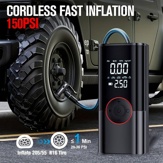 Kraftfull 9-i-1 luftkompressor med jumpstart